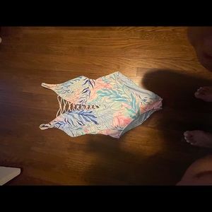 Lilly Pulitzer Multicolor Isle Lattice Swimsuit One-piece Bathing Suit size 12